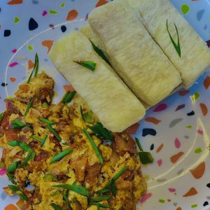 Boiled Yam with Egg Sauce
