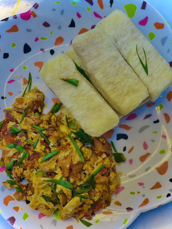 Boiled Yam with Egg Sauce